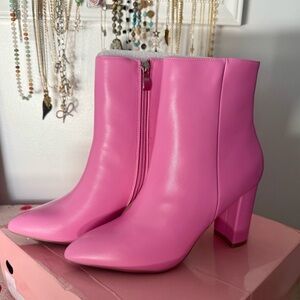 Chic Pink Heeled Ankle Boots
